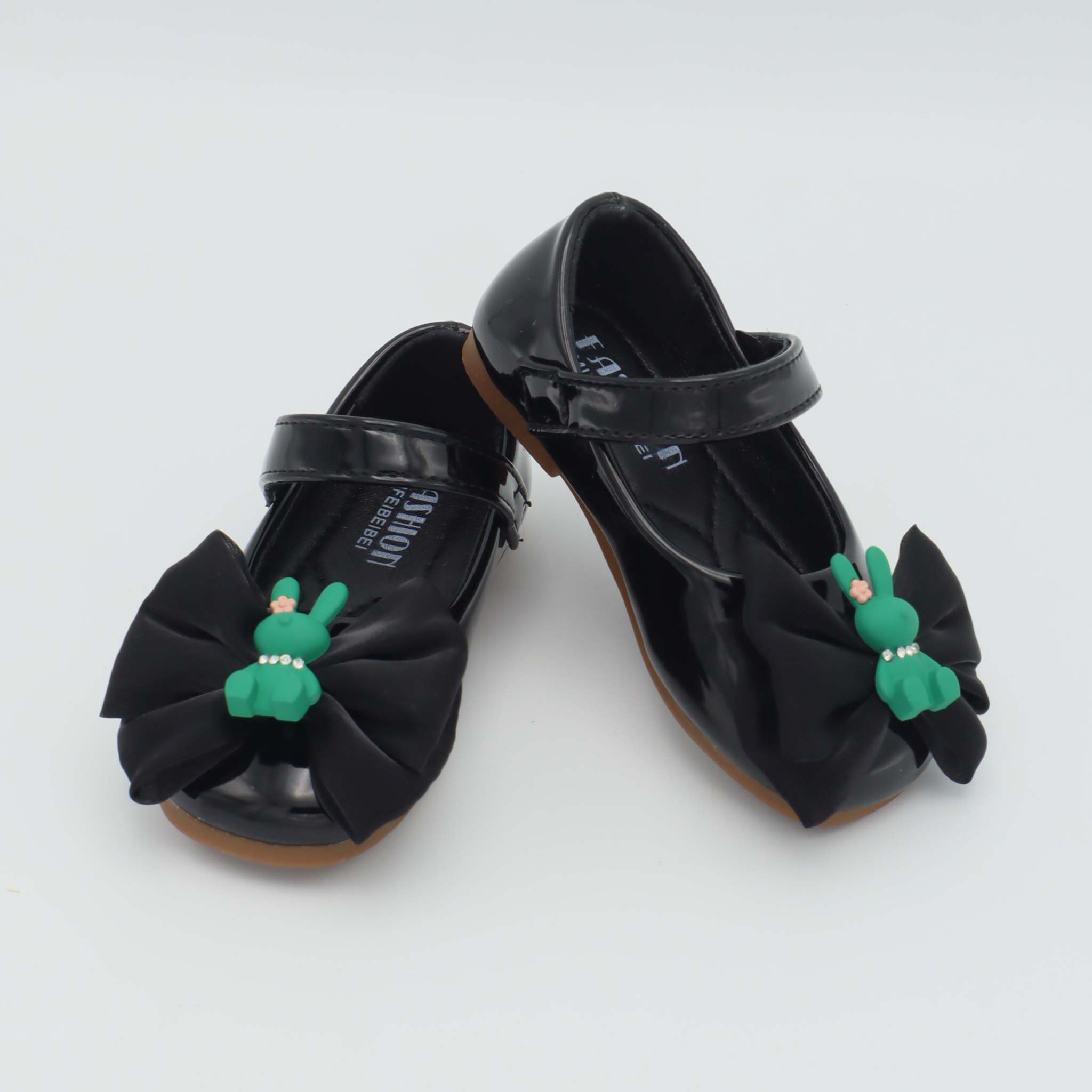 Baby Shoes Black Color with Green Rabbit Character 