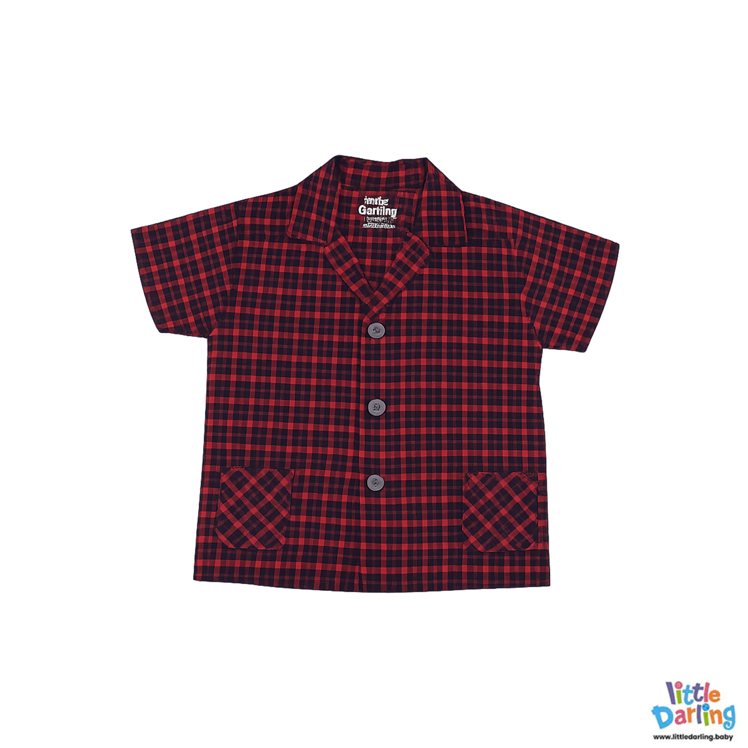 Stylish Boys Red Check Shirt and Shorts Set