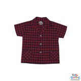 Stylish Boys Red Check Shirt and Shorts Set