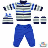 4 Pcs Woolen Gift Set Blue Stripes | Little Darling