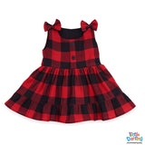 Baby Girls Red Check 2 Pcs Frock Set