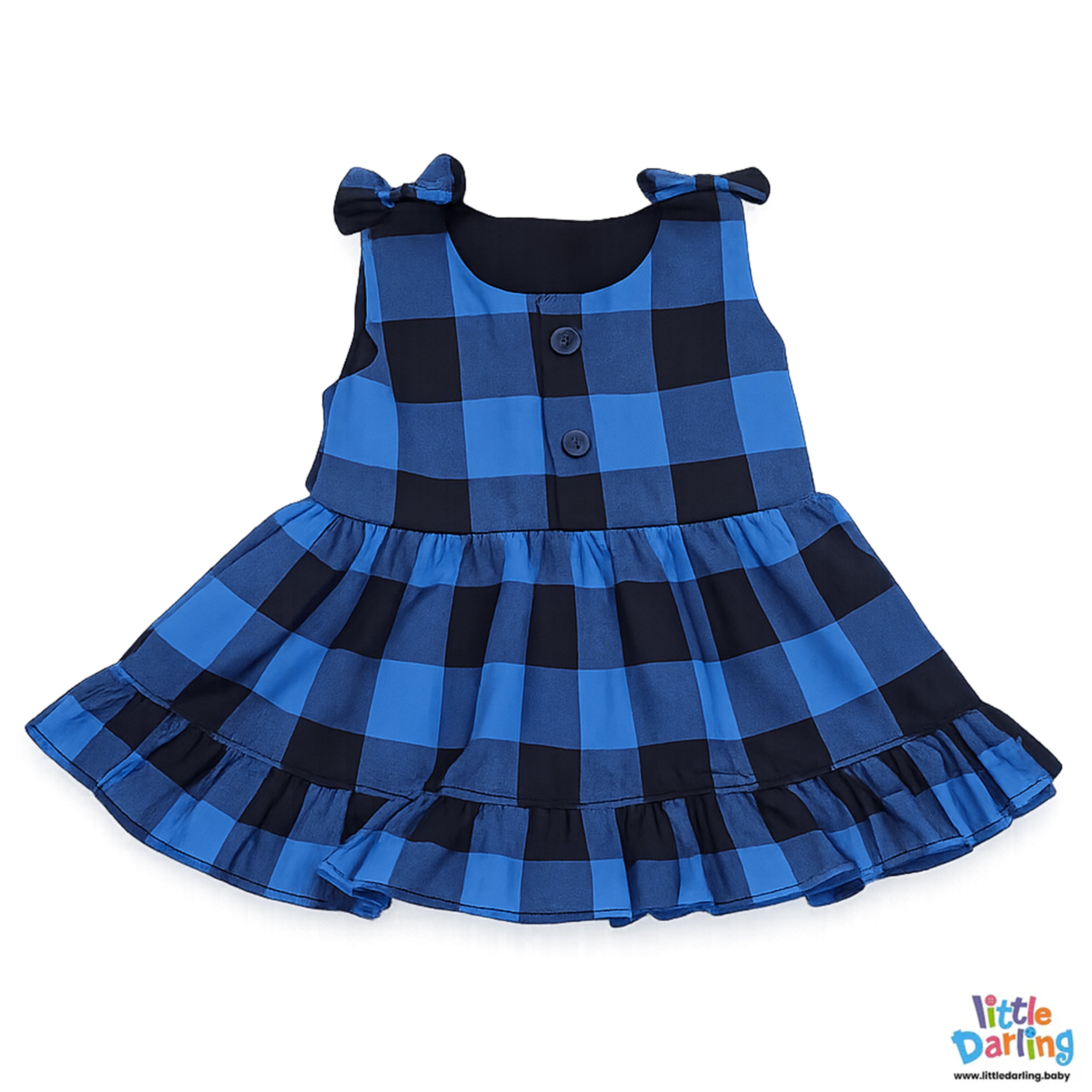 Baby Girls Blue Check 2 Pcs Frock Set