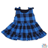 Baby Girls Blue Check 2 Pcs Frock Set