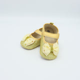 Baby Shoes Gold Color With Yellow Bow