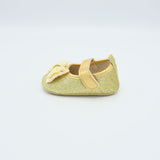 Baby Shoes Gold Color With Yellow Bow