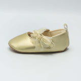 Baby Shoes Gold Color with Bow