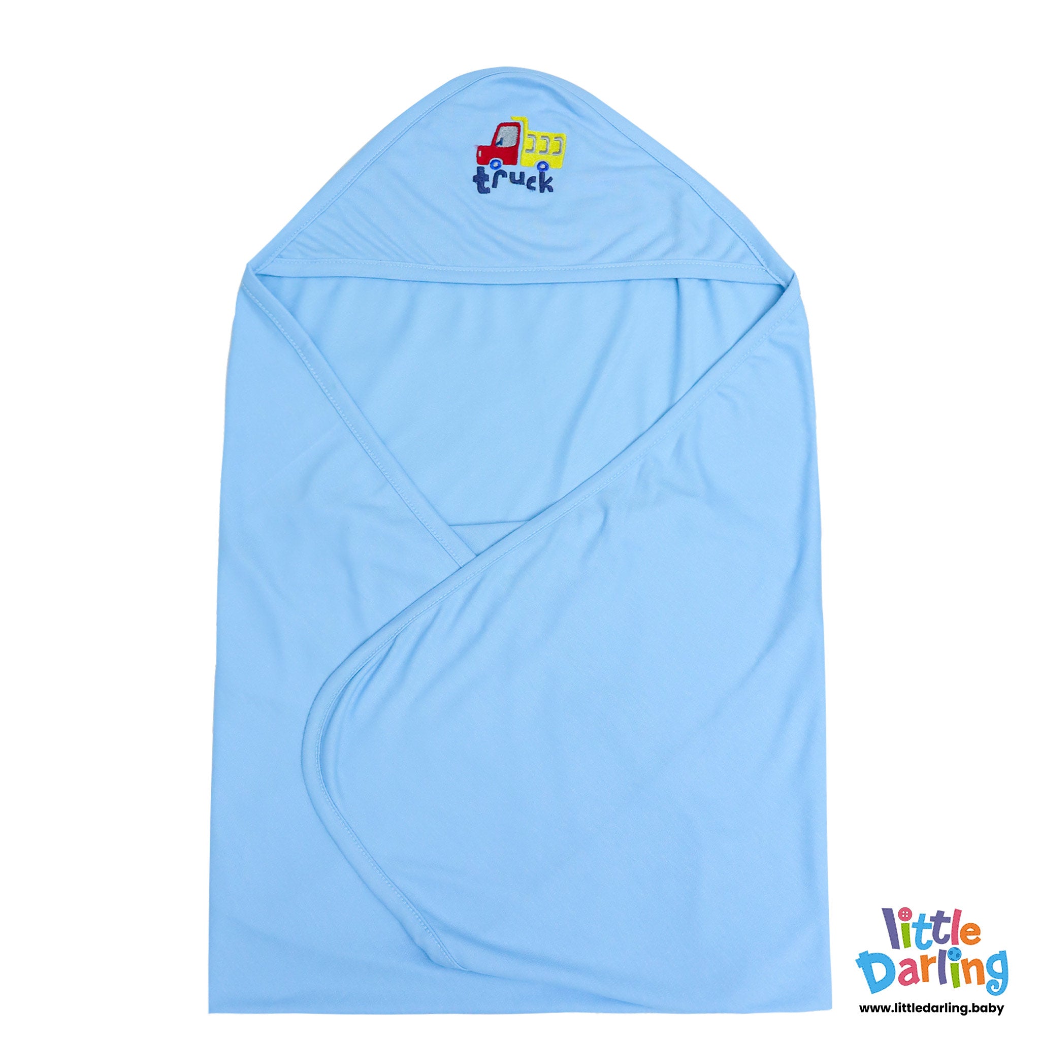 Baby Hooded Wrapping Sheet Truck & Car Sky Blue Color by Little Darling
