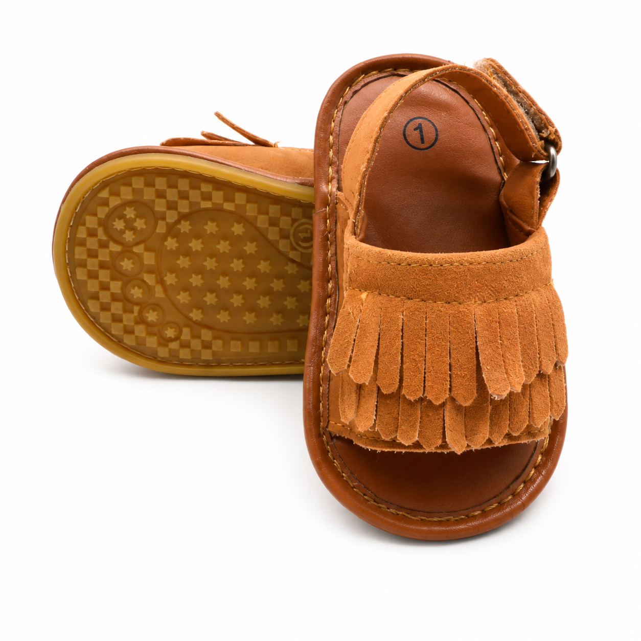 Kids Fringe Strap Sandals Brown