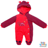 Hooded Woolen Romper Car Embroidery Red Color | Little Darling