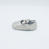 Silver Baby Shoes With White Hearts