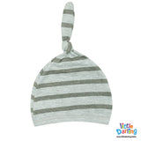 Baby Cap Knotted Gray Strip Little Darling