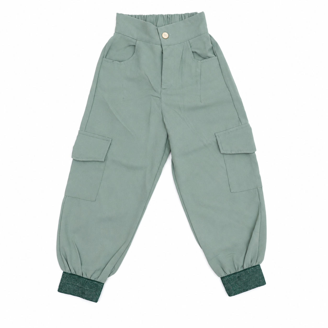 Stylish Girls Sea Green Utility Trousers