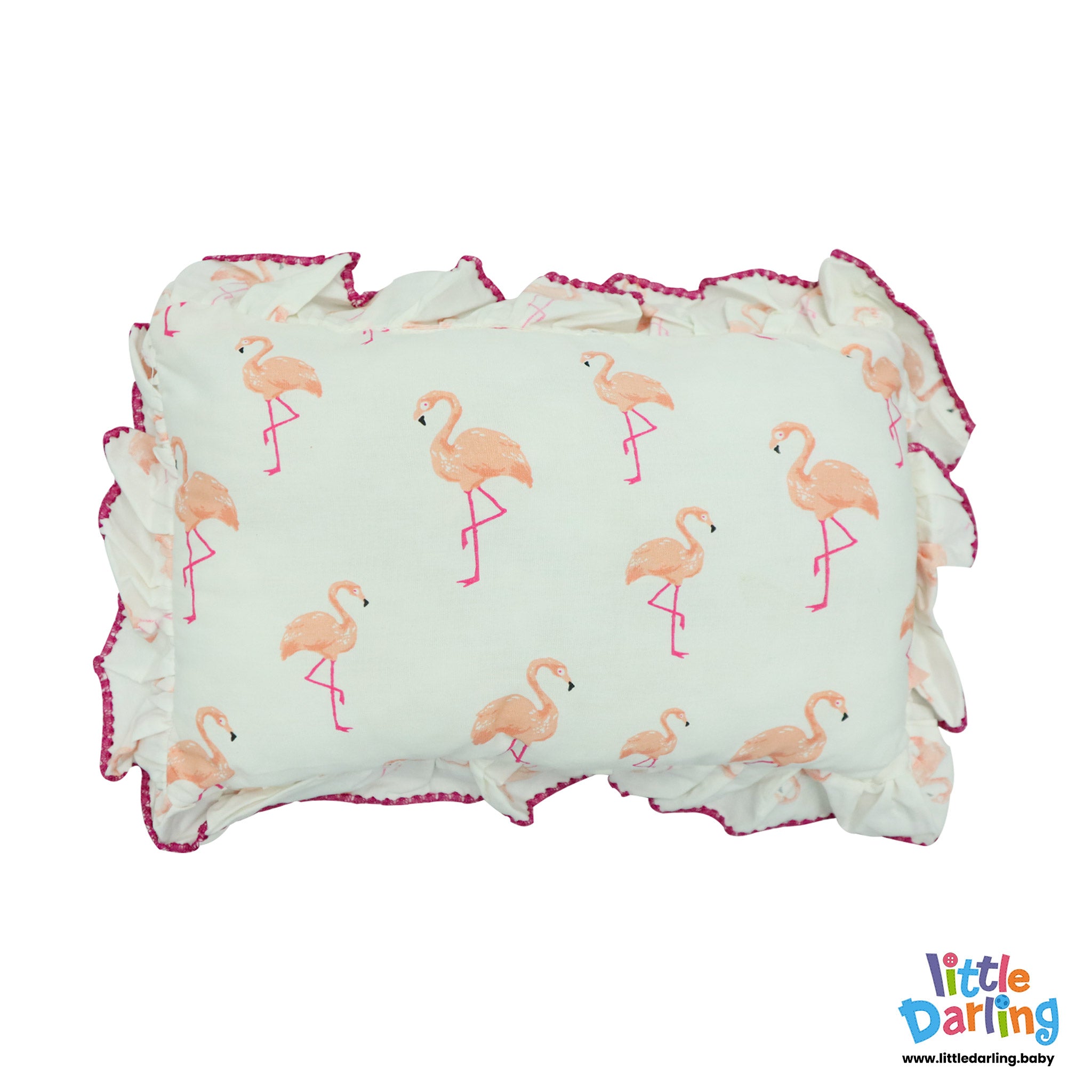 Baby 3 Pillow Set Flamingo Print White Color by Little Darling