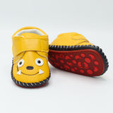 Yellow & Black Baby Shoes With a Monster Face