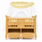 Wooden Baby Cot with Bassinet Storage & Mosquito Net