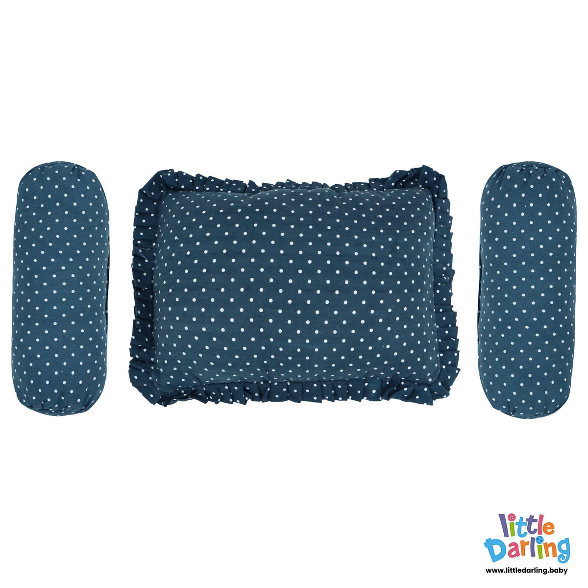 Head Pillow Set PK Of 3 White Dot Print | Little Darling Price in Pakistan