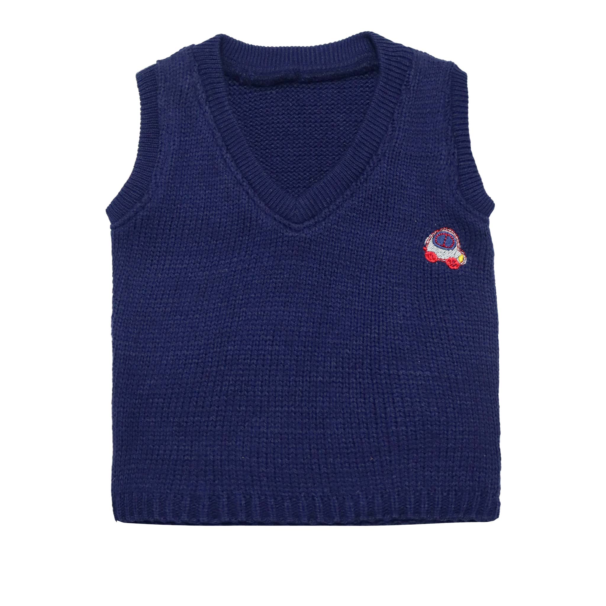 Sweater V-Neck Sleeveless Dark Blue Color by Little Darling