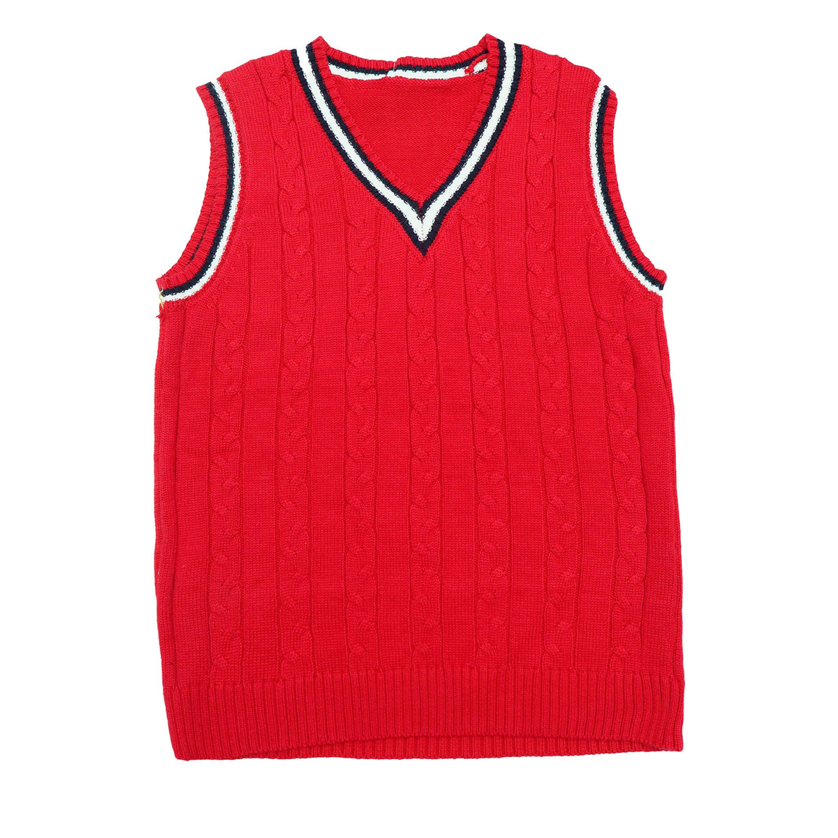 Sweater V-Neck-Sleeveless Red Color | Little Darling