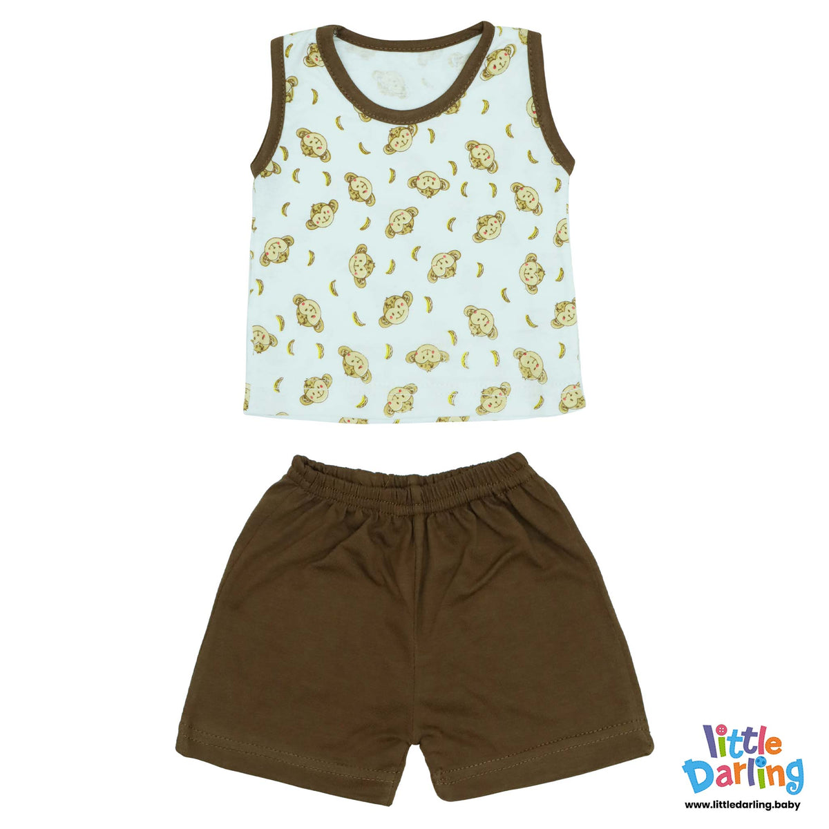 Baby Sando Suit Monkey & Cloud Brown Color | Little Darling Price in Pakistan