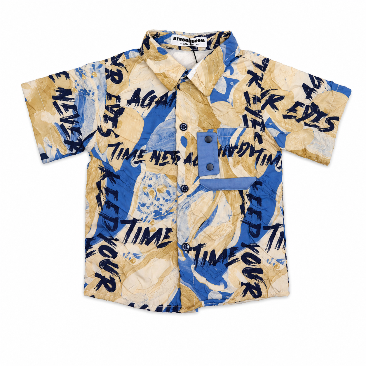 Boys Printed Shirt with Blue Pants & Cap Set