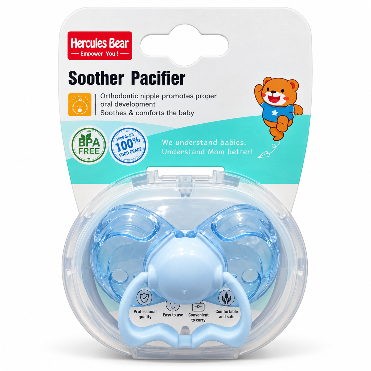 Hercules Bear Blue Soother Pacifier with Case