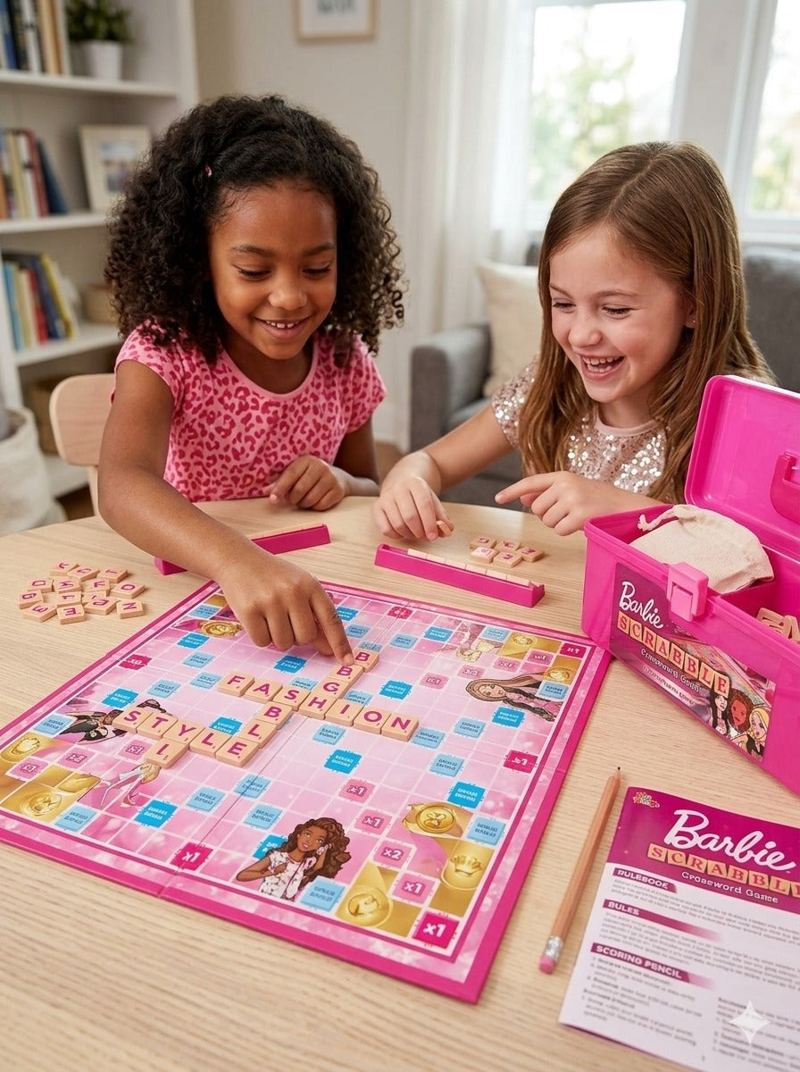 Barbie Scrabble Crossword Word Game for Kids Age 8+