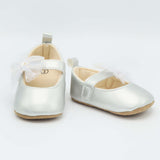 Baby Shoes Silver Color with White Bow