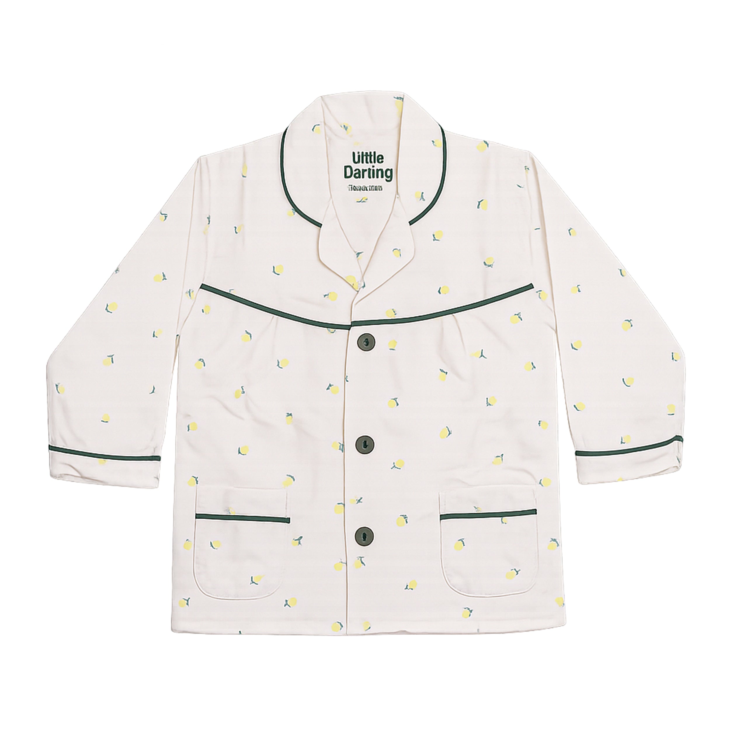 Kids Night Suit 2 Pcs Cream Lemon Print by Little Darling