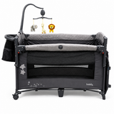 Baby Playard with Musical Toy Bar Bassinet Wheels Set