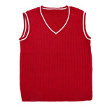 Sweater V-Neck-Sleeveless Red Color | Little Darling