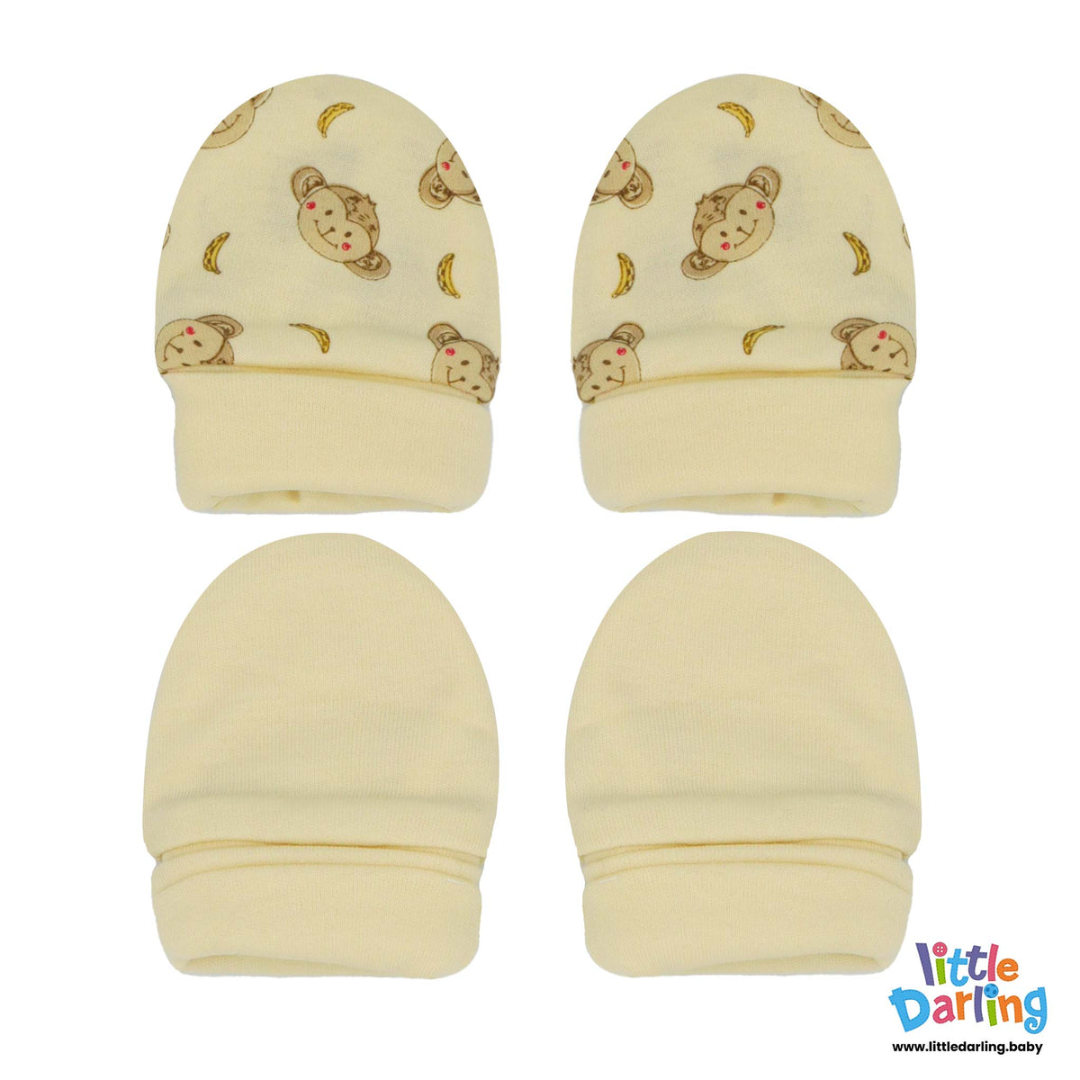 Baby Mittens Pair Pk of 2 Monkey & Cloud | Little Darling Price in Pakistan