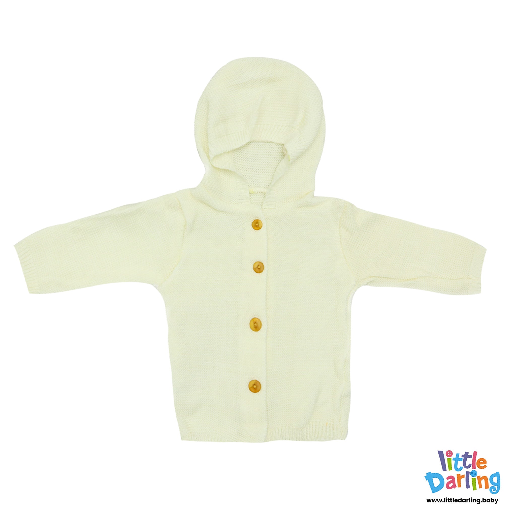 Baby Hooded Woolen Suit Off White by Little Darling