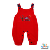 Woolen Jumpsuit Car Embroidery Red Color | Little Darling