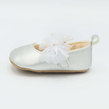 Baby Shoes Silver Color with White Bow