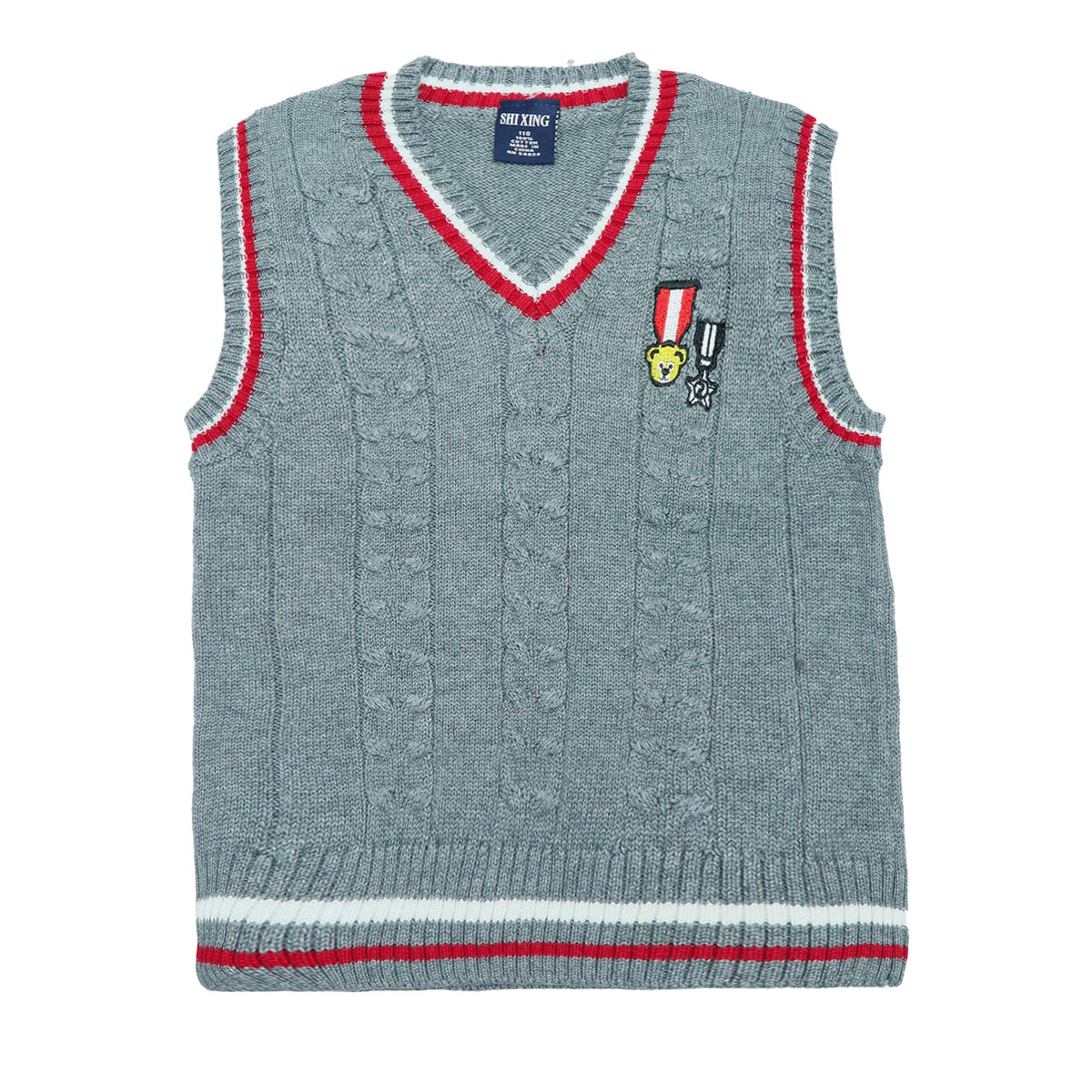 Sweater V-Neck-Sleeveless Grey Color | Little Darling