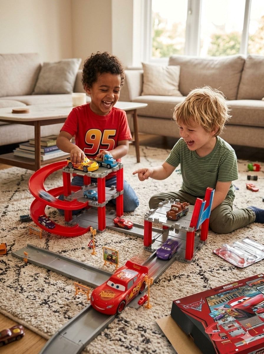 Kids Car Racing Track Set with Cars and Garage Age 3+