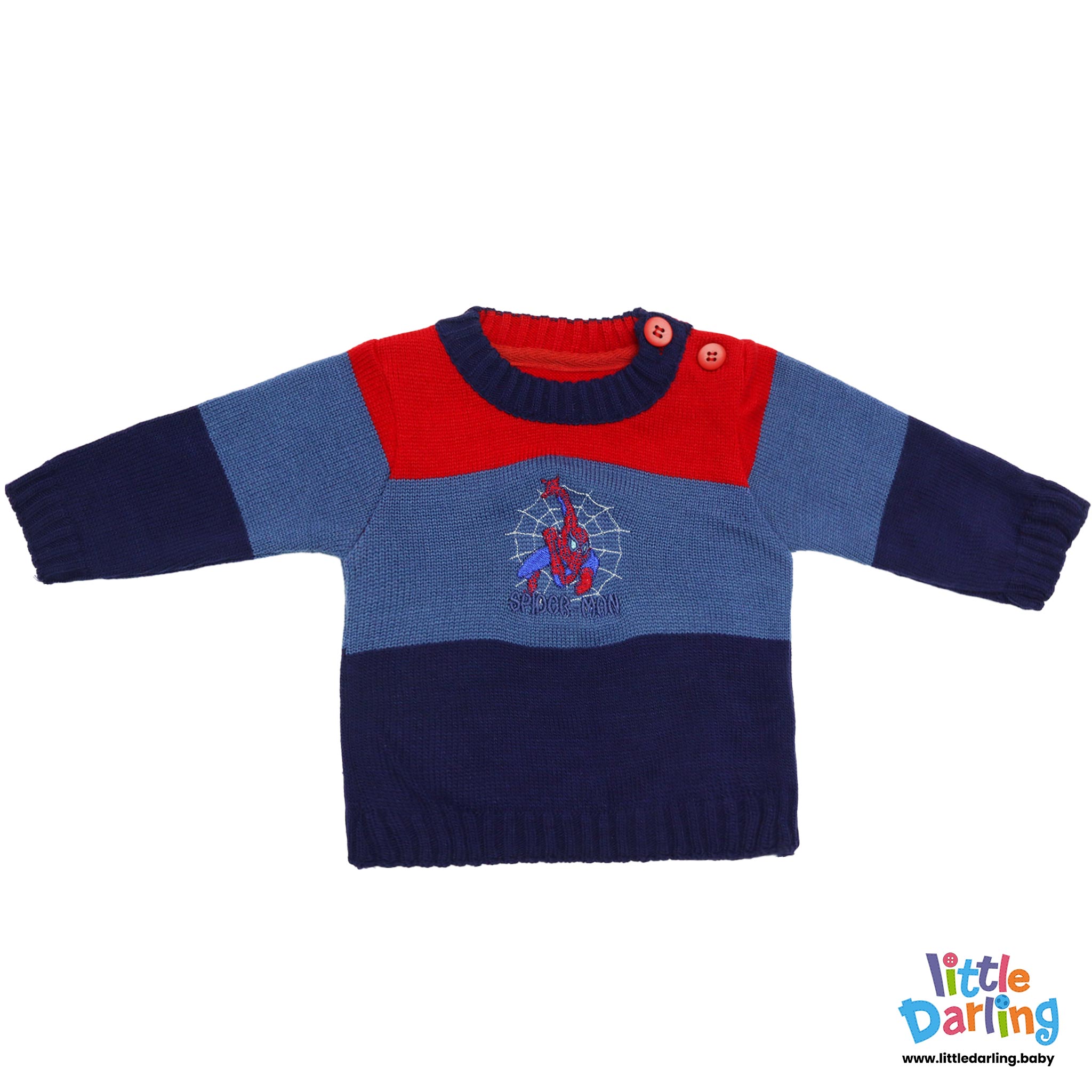 Woolen Shirt Spider Man Embroidery Blue Color by Little Darling