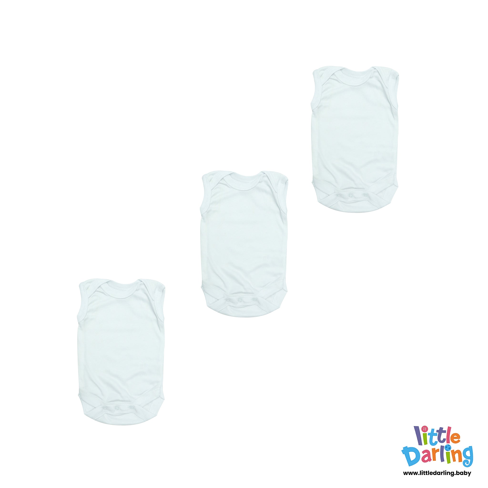 Bodysuit Pack Of 3 Sleeveless White Color by Little Darling