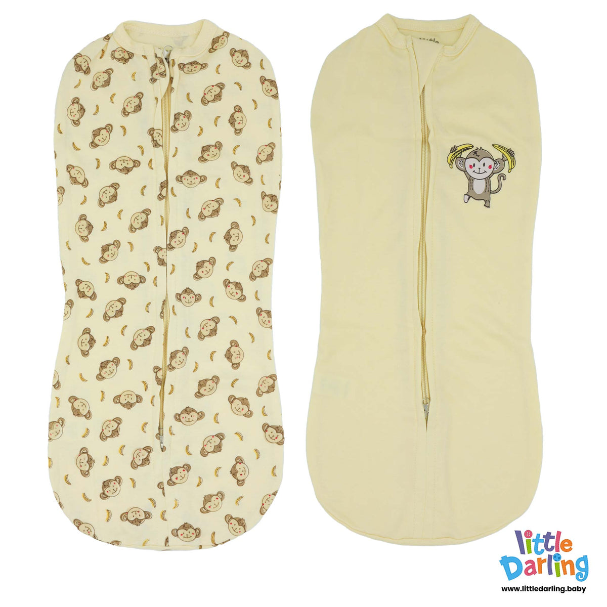 Baby Peanut Swaddle Monkey & Cloud Monkey Print | Little Darling Price in Pakistan
