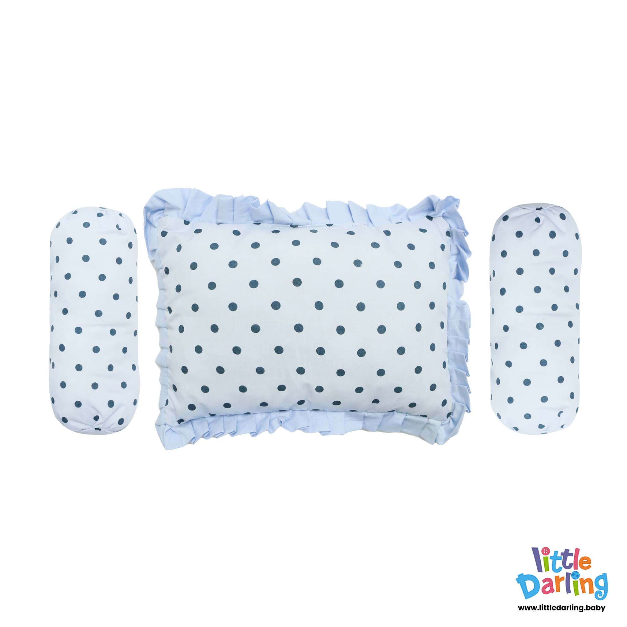 Baby Pillow Set Pk Of 3 Sky Blue Color by Little Darling