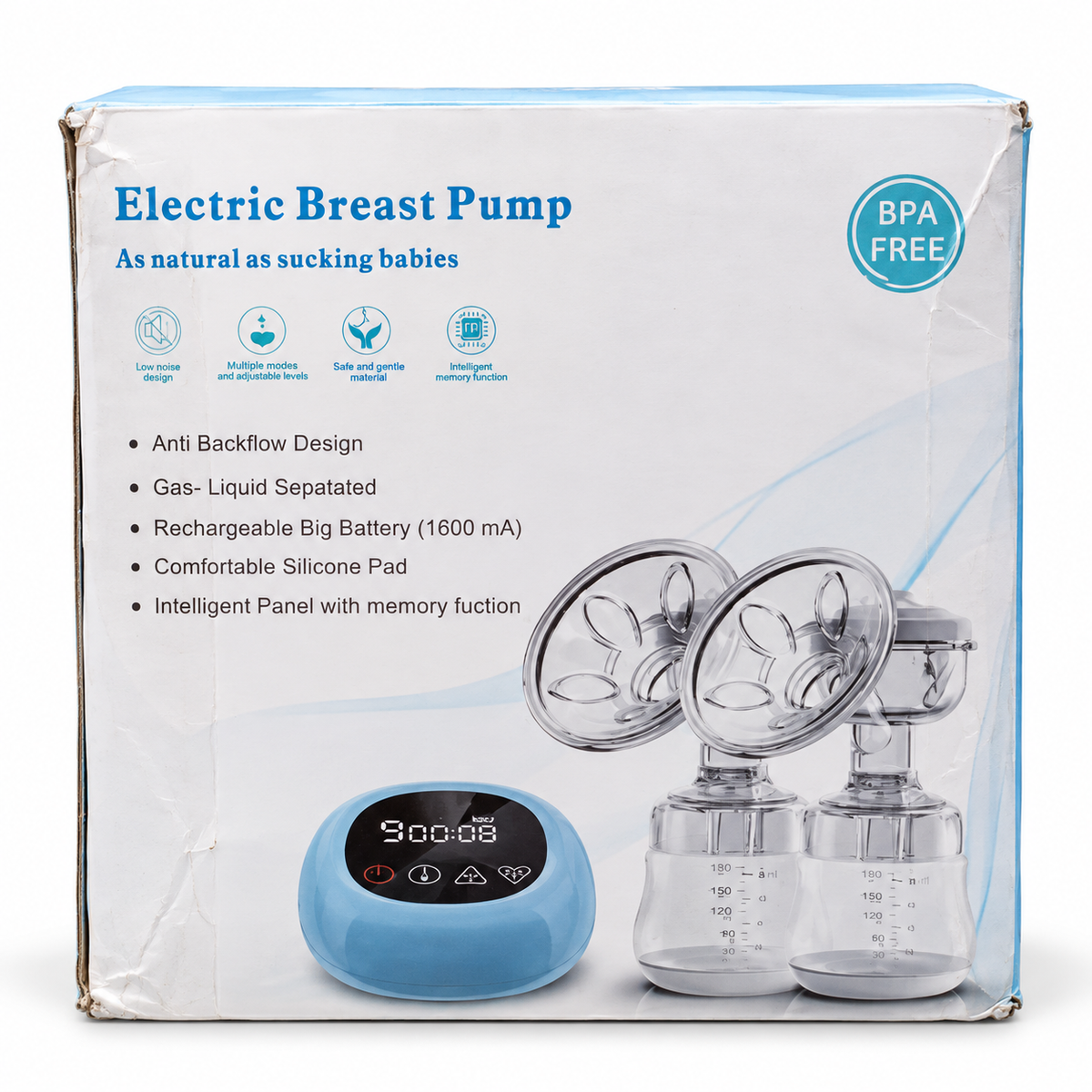 Electric Double Breast Pump with Rechargeable Battery