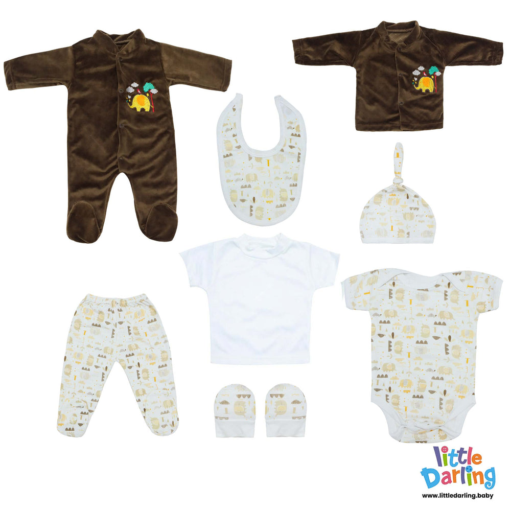 8 Pcs Gift Set Animal Print Brown Color | Little Darling