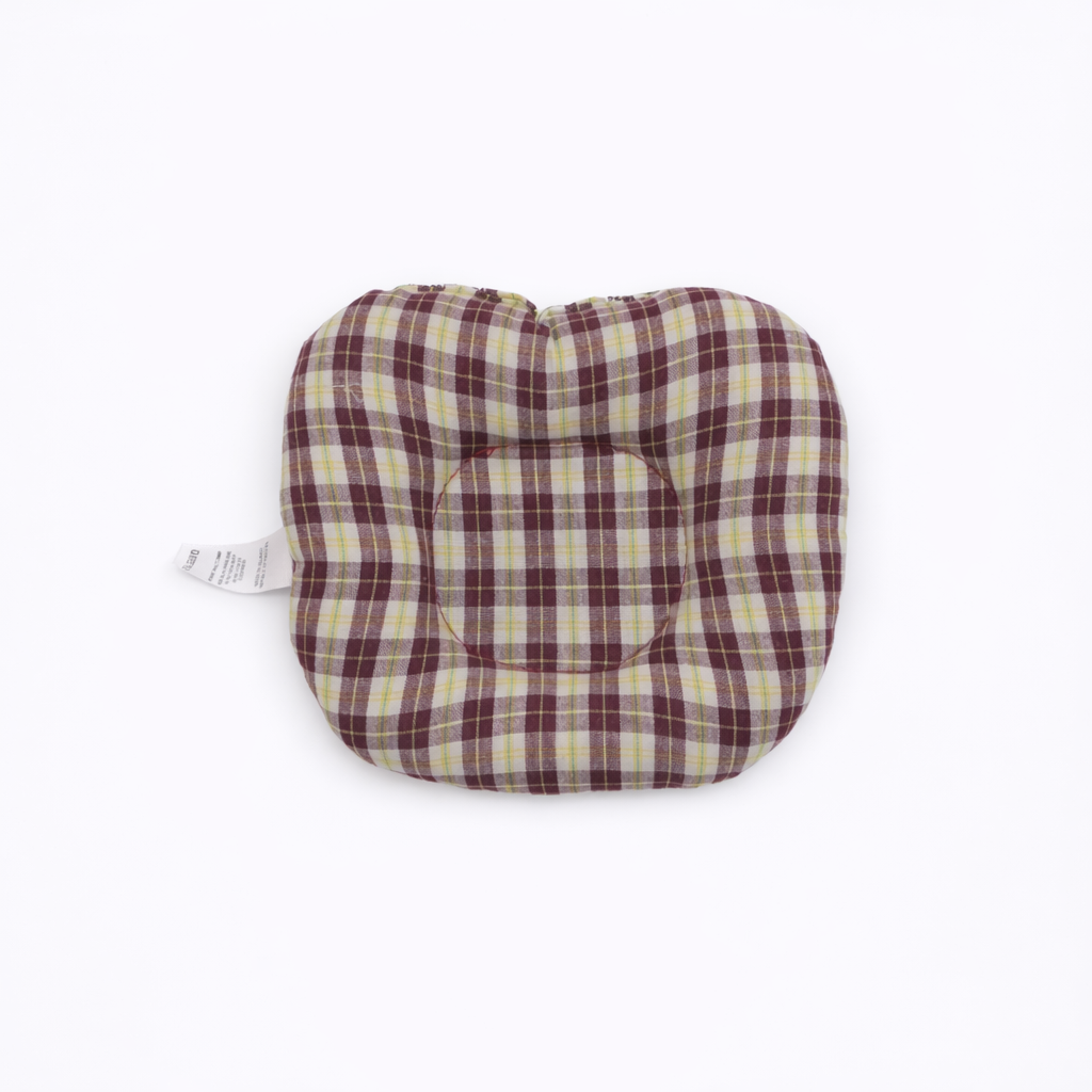 Baby Head Shaping Pillow Brown Check by Little Darling