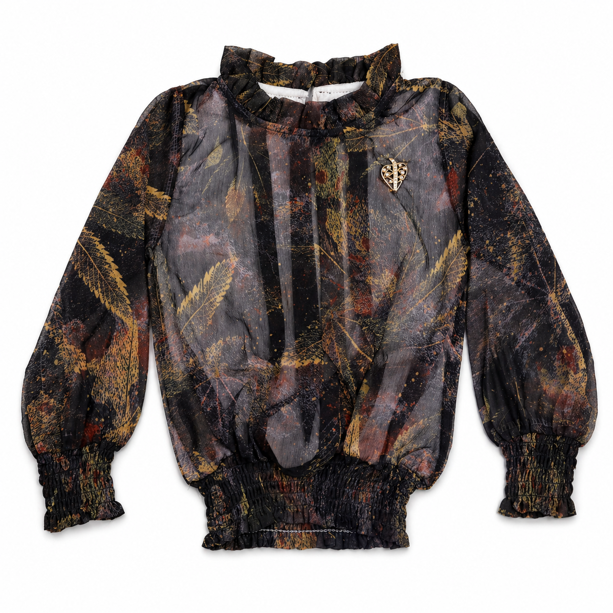 Black Girls Abstract Print Smocked Top