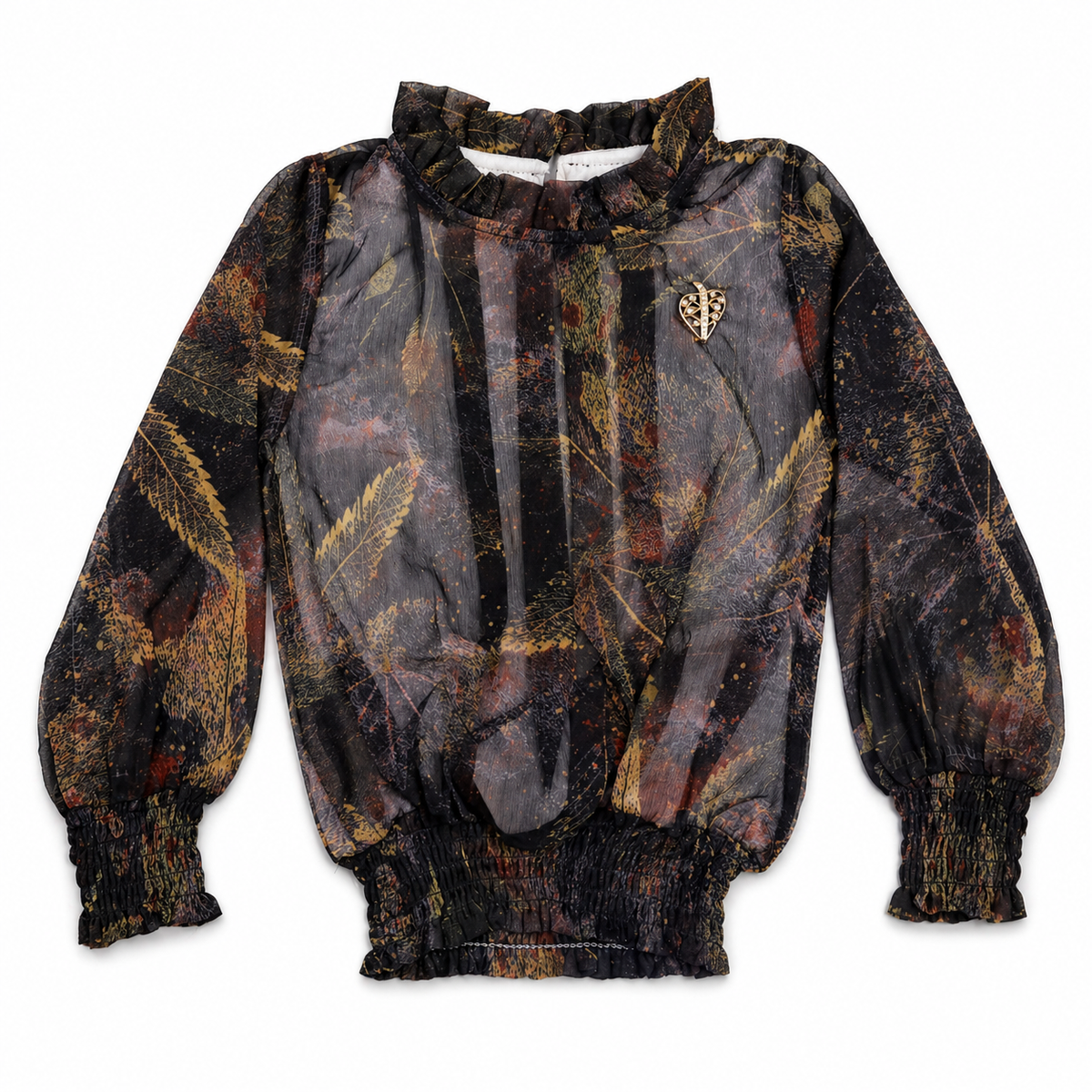 Black Girls Abstract Print Smocked Top