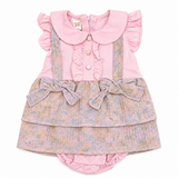 Baby Girls Pink & Pastel Bow Dress Romper Set