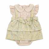 Baby Girls Beige & Pastel Bow Dress Romper Set