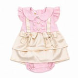 Baby Girls Pink & Pastel Bow Dress Romper Set