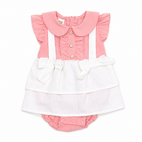 Baby Girls Pink & Pastel Bow Dress Romper Set