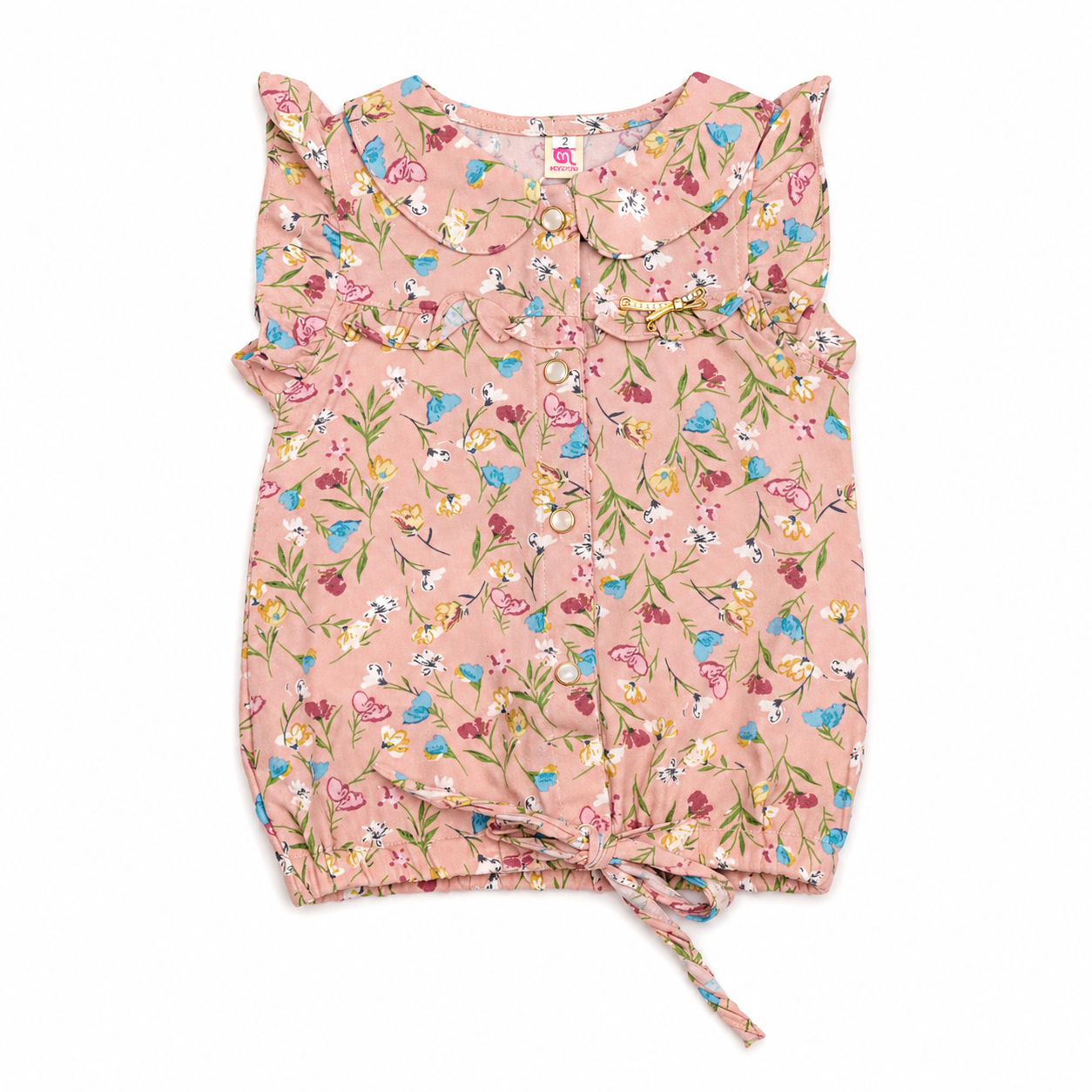 Premium Baby Girls Floral Frill Collar Tie Up Top
